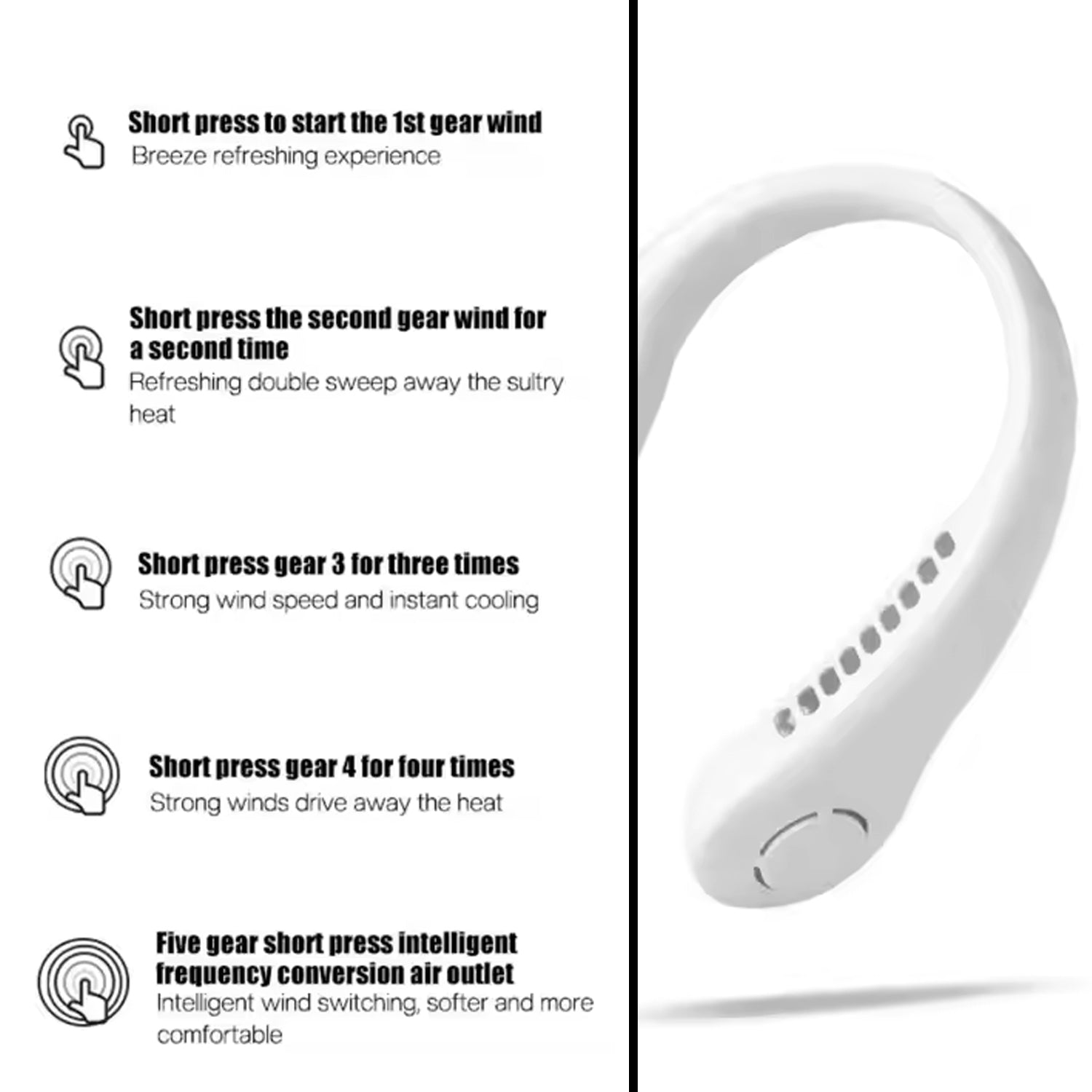 Portable USB Rechargeable Neck Fan – Wearable, 3 Speeds, Headphone Design Portable USB Rechargeable Neck Fan – Wearable, 3 Speeds, Headphone Design